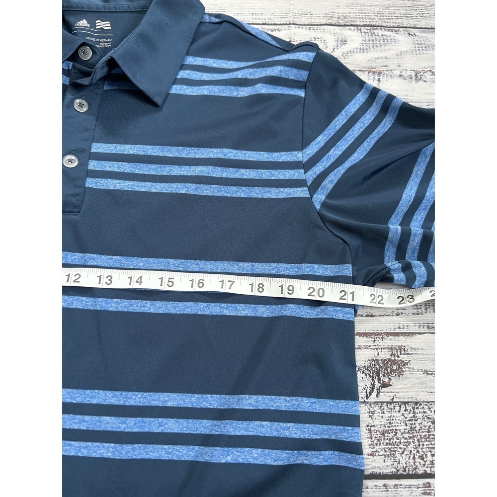 Adidas Golf Polo Shirt Men's Large Navy Blue Light Blue Stripe Short Sleeve - Picture 5 of 7